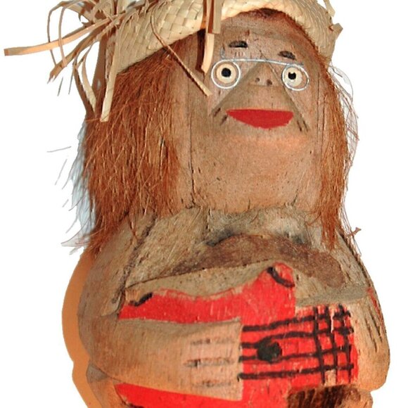 Tiki Face Bank Wooden Figurine Hand Carved Boho Doll Decorative - Picture 9 of 9